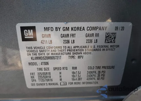 2021 Buick Encore Gx Fwd Select из США, поврежденный, VIN KL4MMDS20MB057217